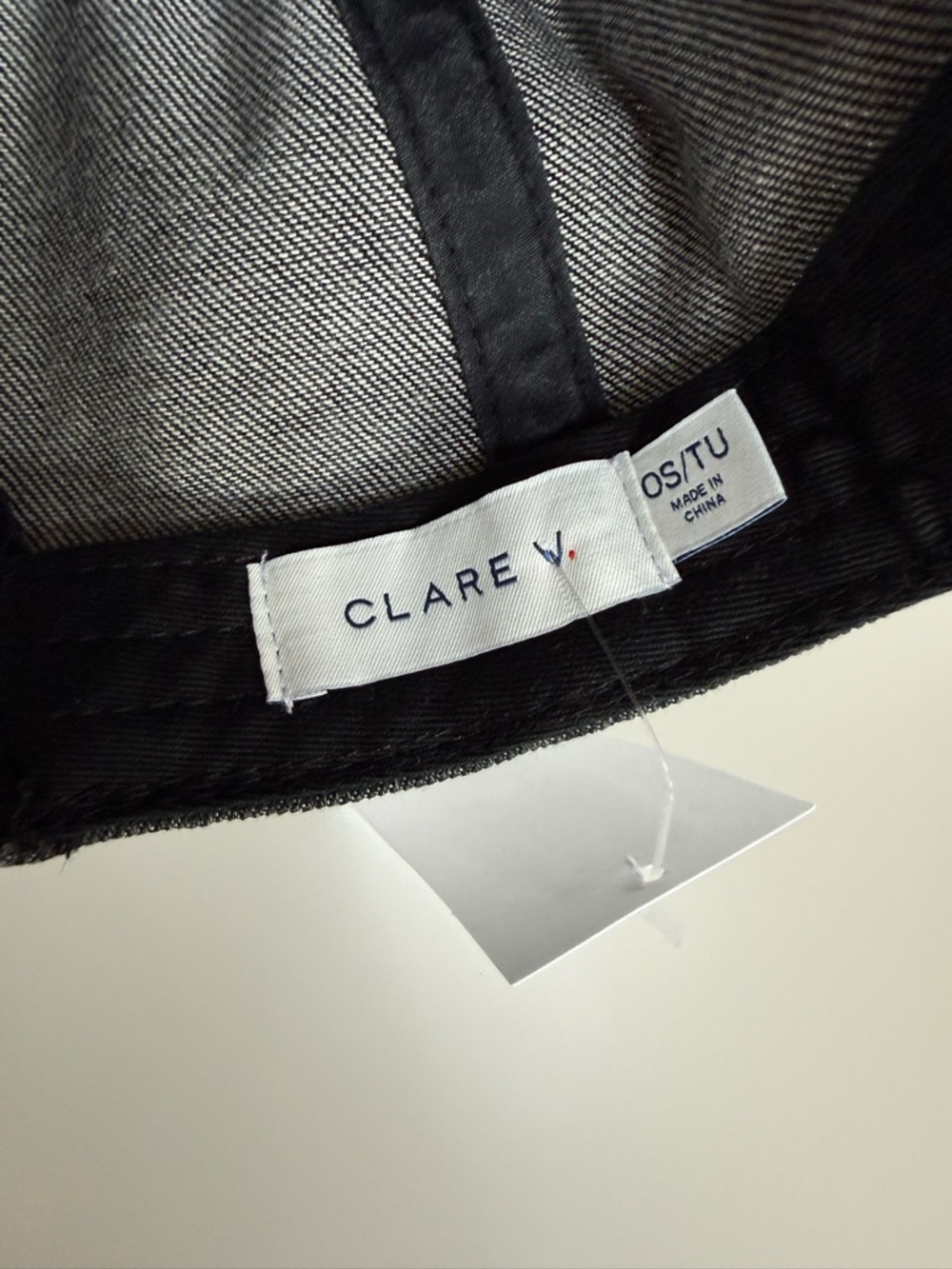 CLARE V. Oui Patch Washed Black Denim Baseball Cap - Picture 6 of 10